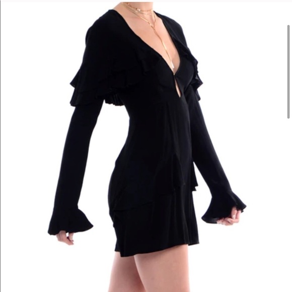 For Love & Lemons Claire Deep-V Mini Dress - Picture 7 of 8